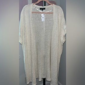 NWT short-sleeve, loose-knit cardigan in cream